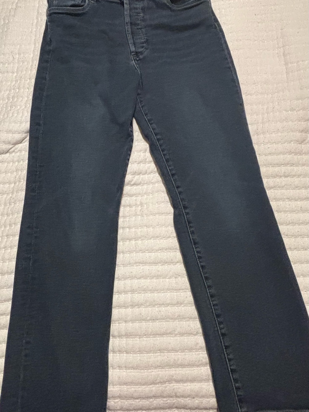 Evereve Straight-Leg High-Rise Jeans in Dark Blue (30)